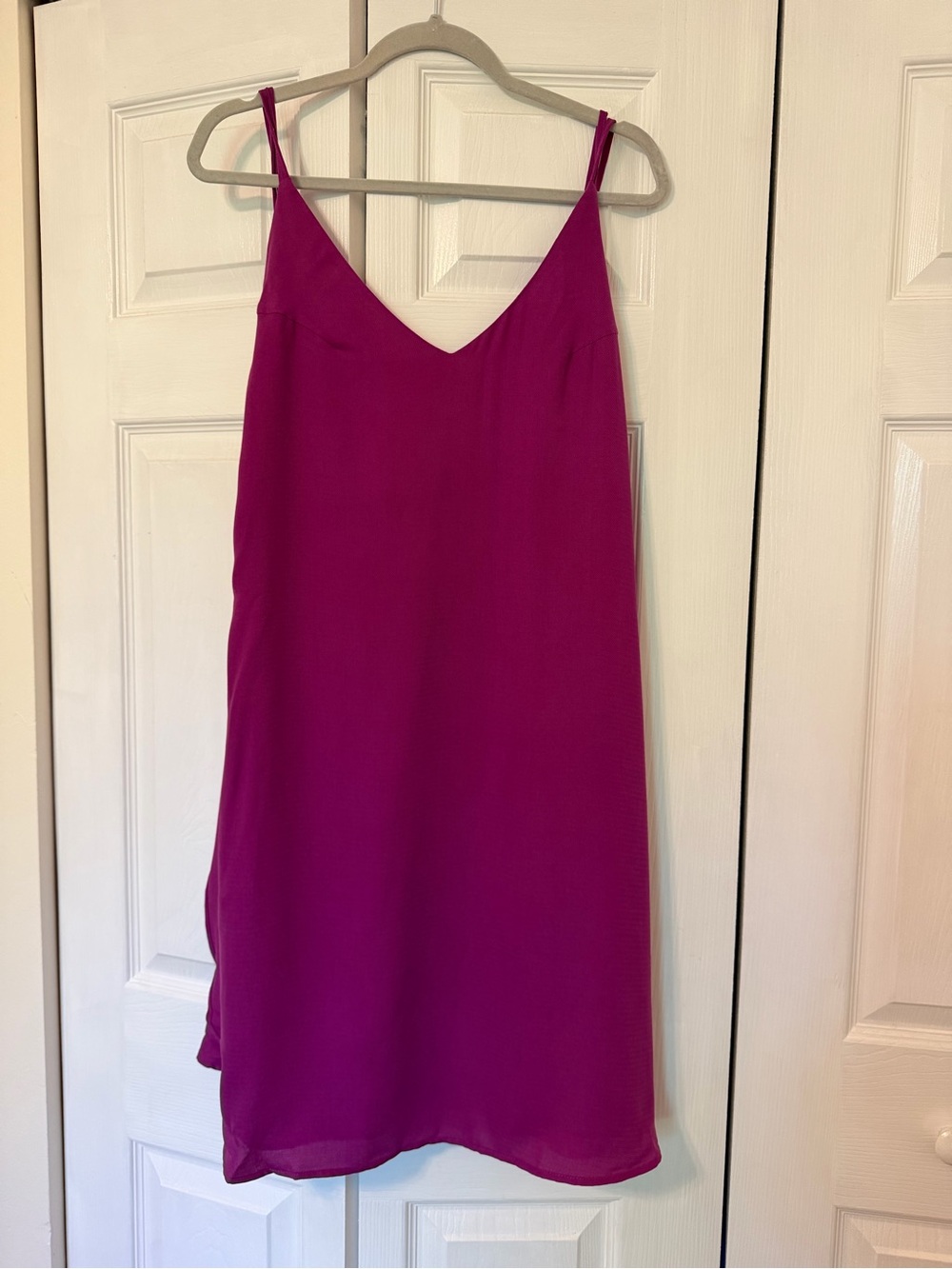 Fuchsia Slip Dress - Spaghetti Strap V-Neck